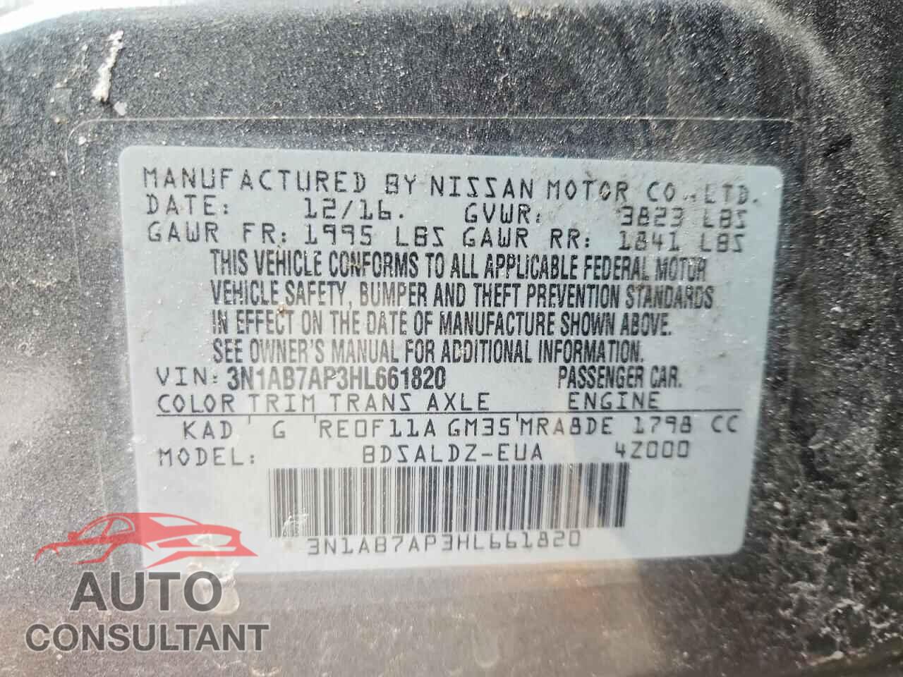 NISSAN SENTRA 2017 - 3N1AB7AP3HL661820