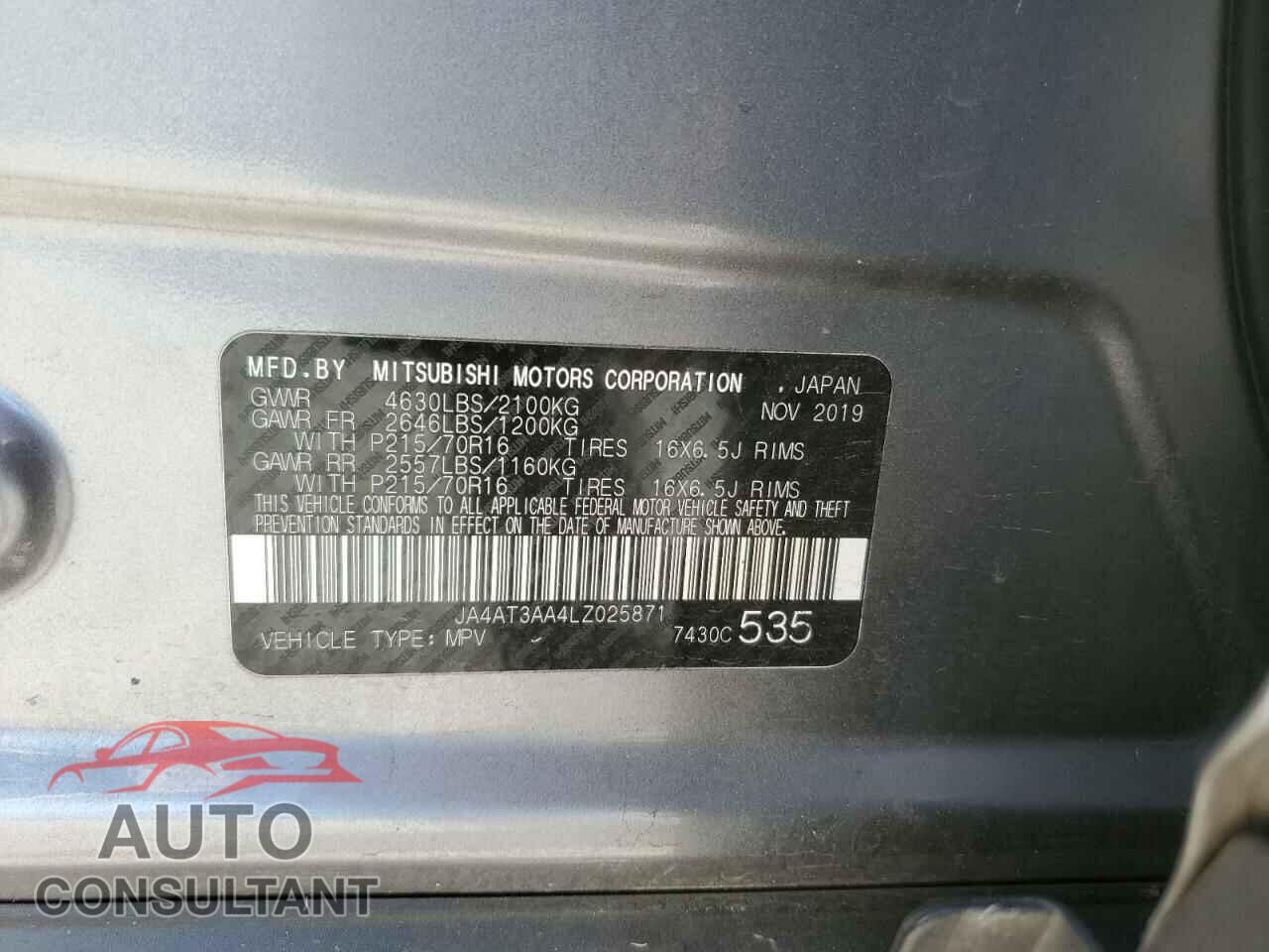 MITSUBISHI ECLIPSE 2020 - JA4AT3AA4LZ025871