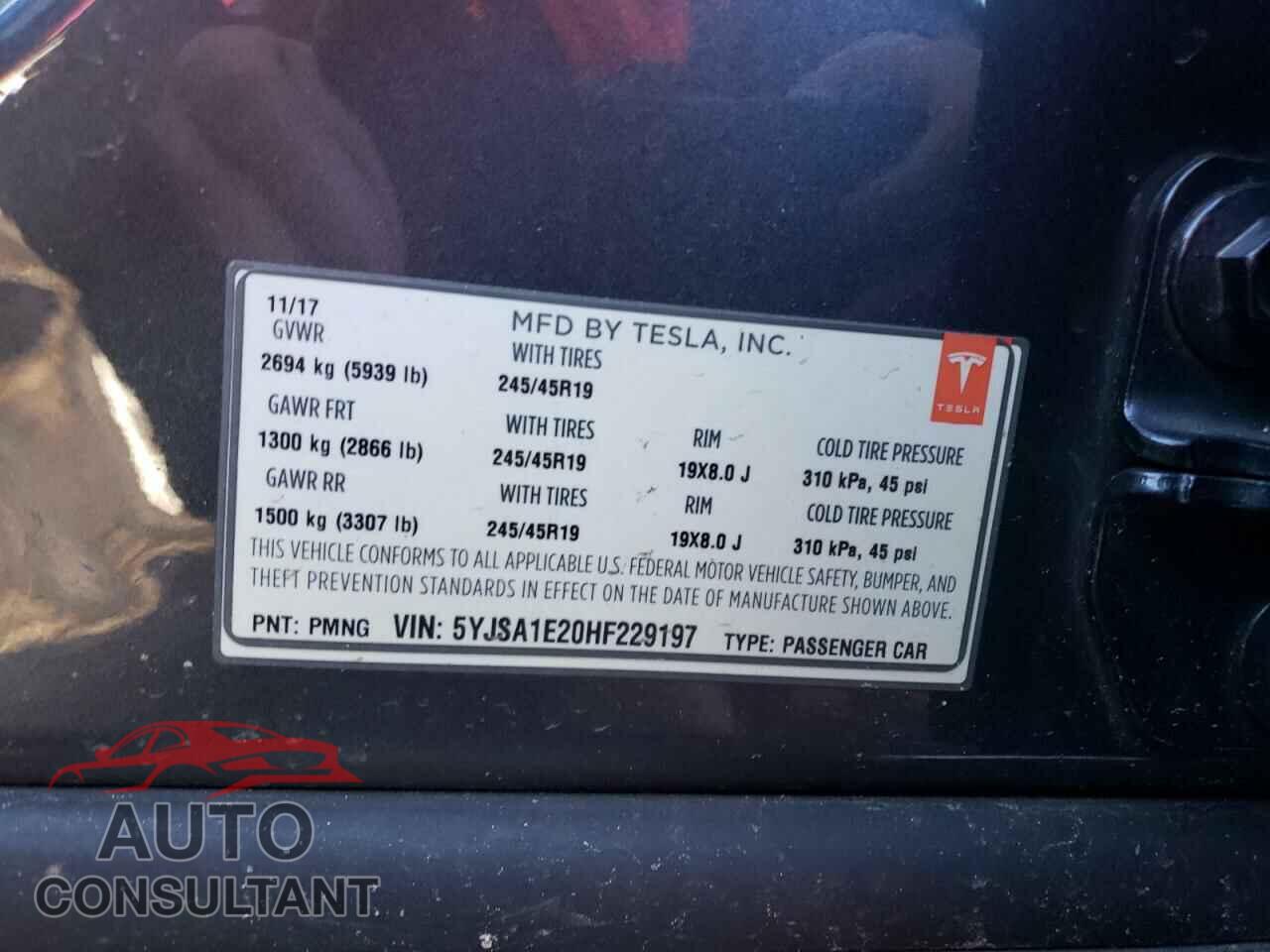 TESLA MODEL S 2017 - 5YJSA1E20HF229197