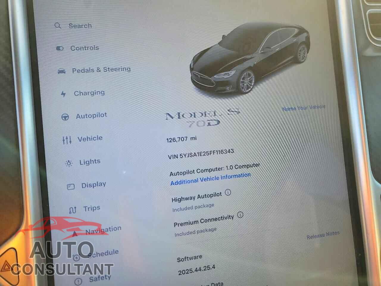 TESLA MODEL S 2015 - 5YJSA1E25FF116343