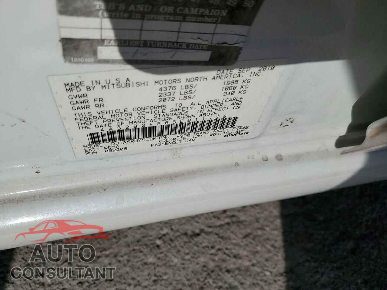 MITSUBISHI GALANT 2011 - 4A32B2FF6BE011128