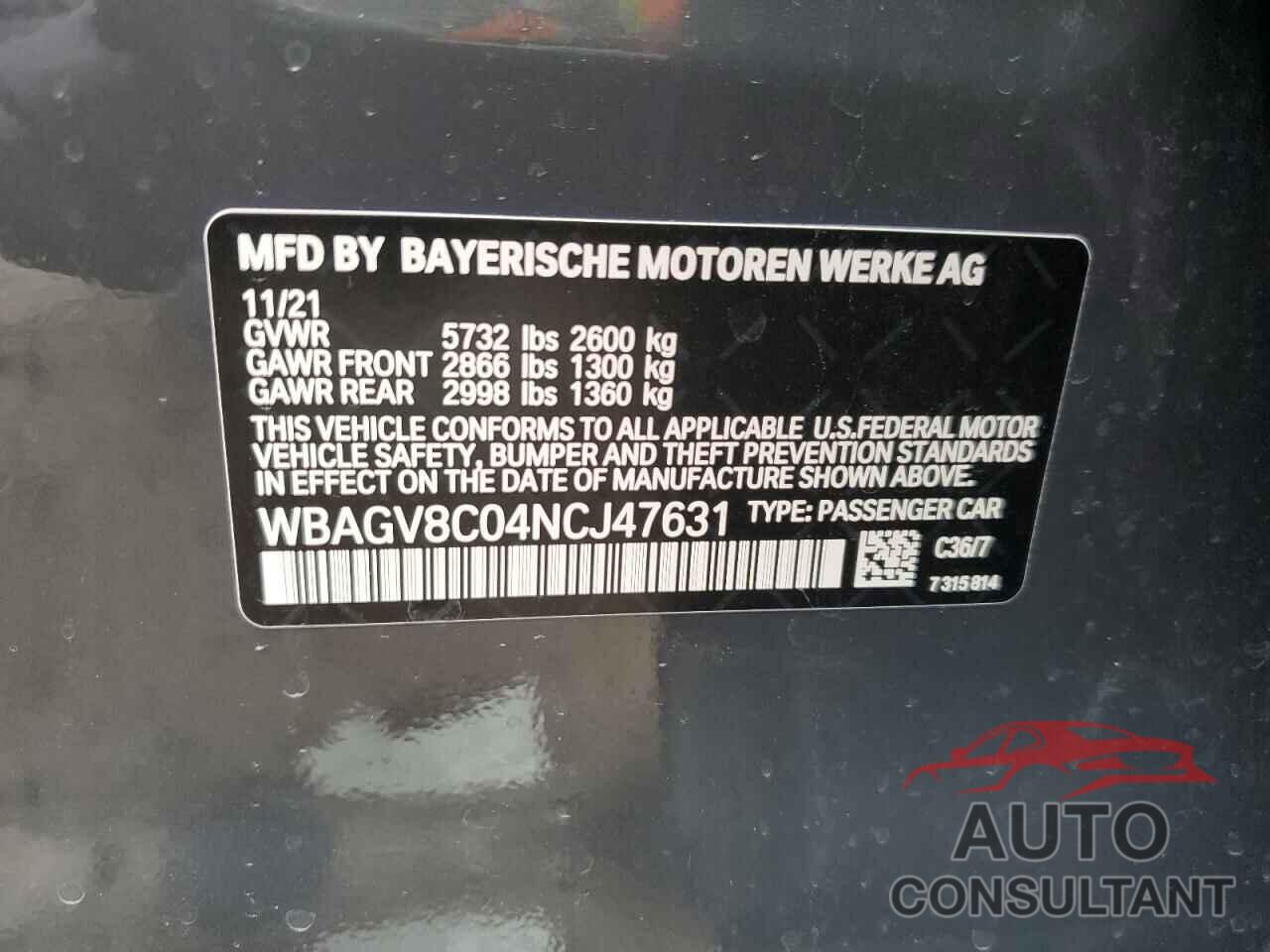 BMW M8 2022 - WBAGV8C04NCJ47631