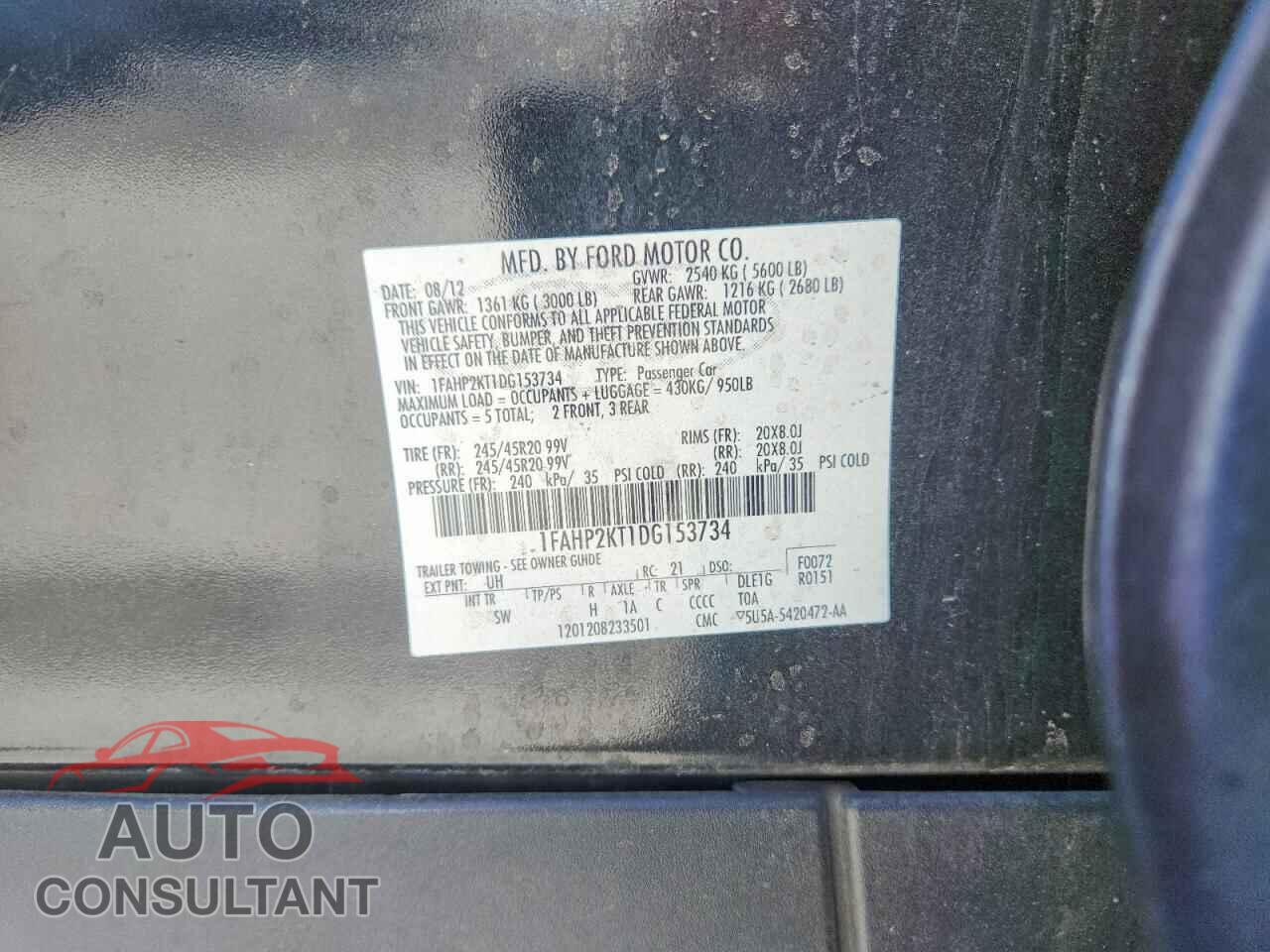 FORD TAURUS 2013 - 1FAHP2KT1DG153734