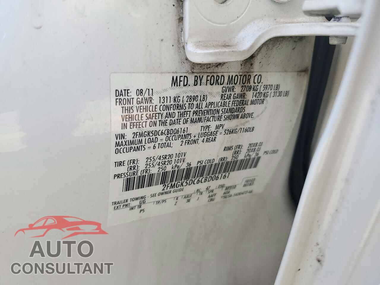 FORD FLEX 2012 - 2FMGK5DC6CBD06161