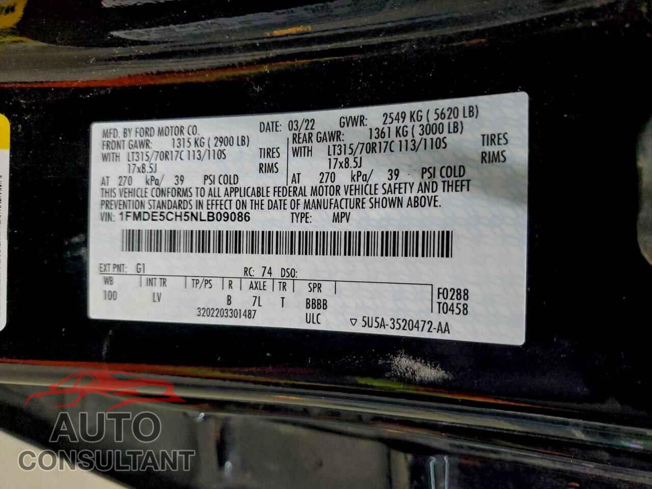 FORD BRONCO 2022 - 1FMDE5CH5NLB09086