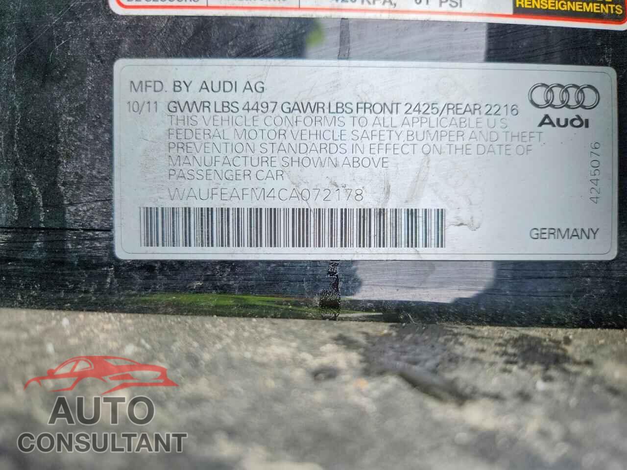 AUDI A3 2012 - WAUFEAFM4CA072178