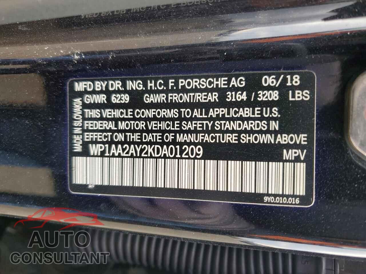 PORSCHE CAYENNE 2019 - WP1AA2AY2KDA01209