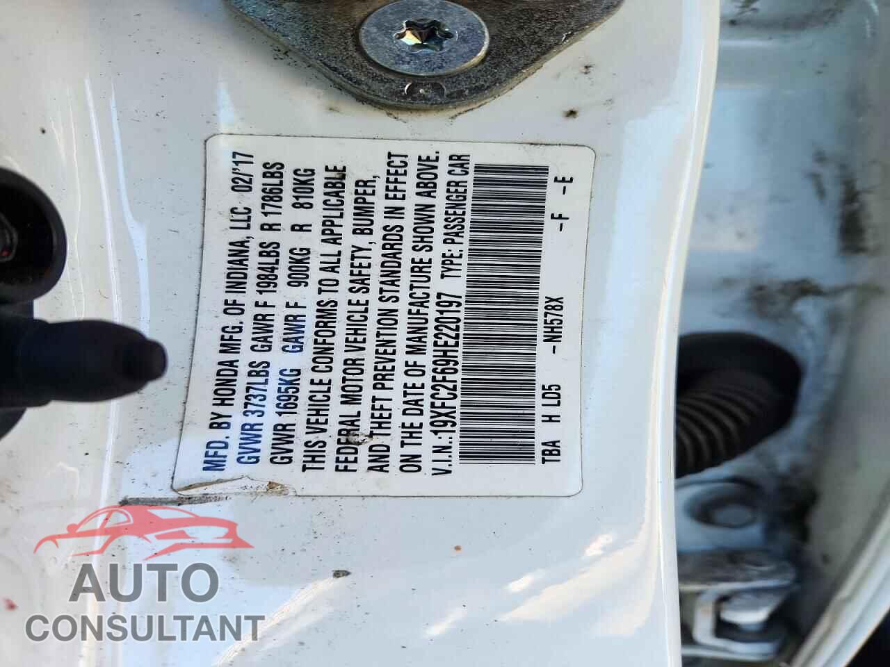 HONDA CIVIC 2017 - 19XFC2F69HE220197