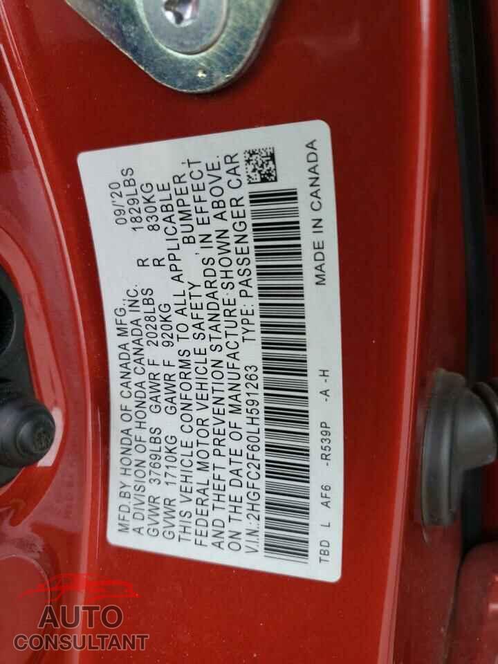 HONDA CIVIC 2020 - 2HGFC2F60LH591263