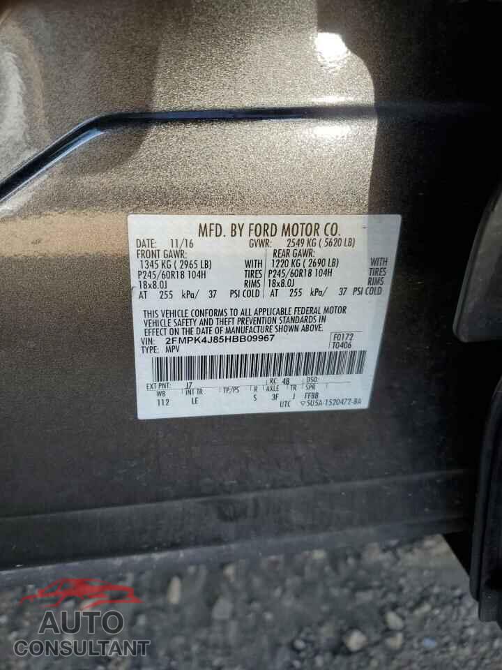 FORD EDGE 2017 - 2FMPK4J85HBB09967