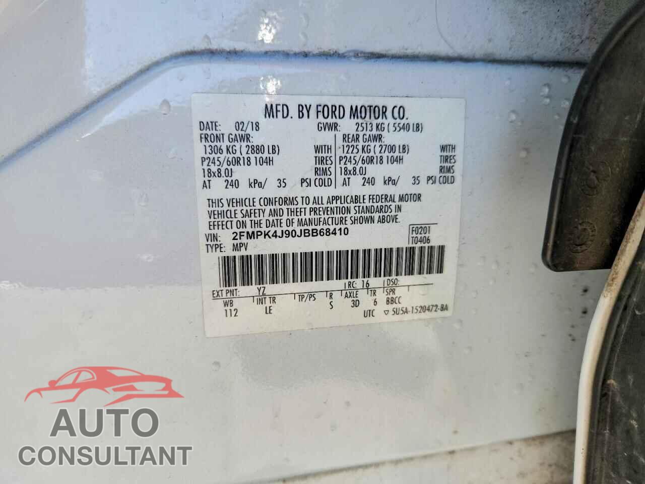 FORD EDGE 2018 - 2FMPK4J90JBB68410