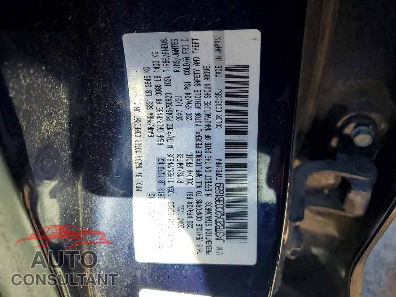 MAZDA CX-9 2012 - JM3TB2DA2C0361859