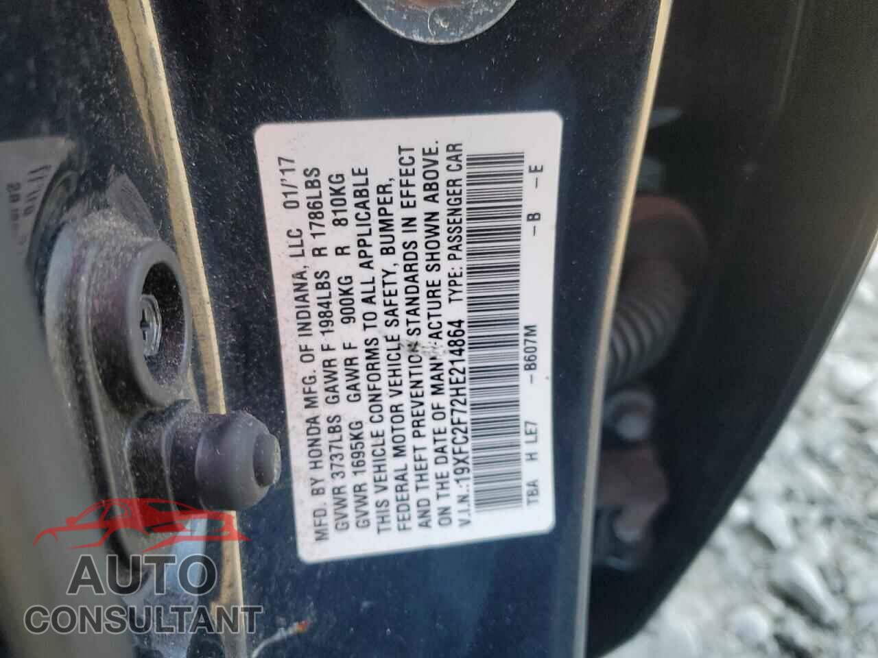 HONDA CIVIC 2017 - 19XFC2F72HE214864