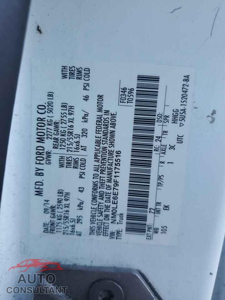 FORD TRANSIT 2015 - NM0LE6E79F1175516
