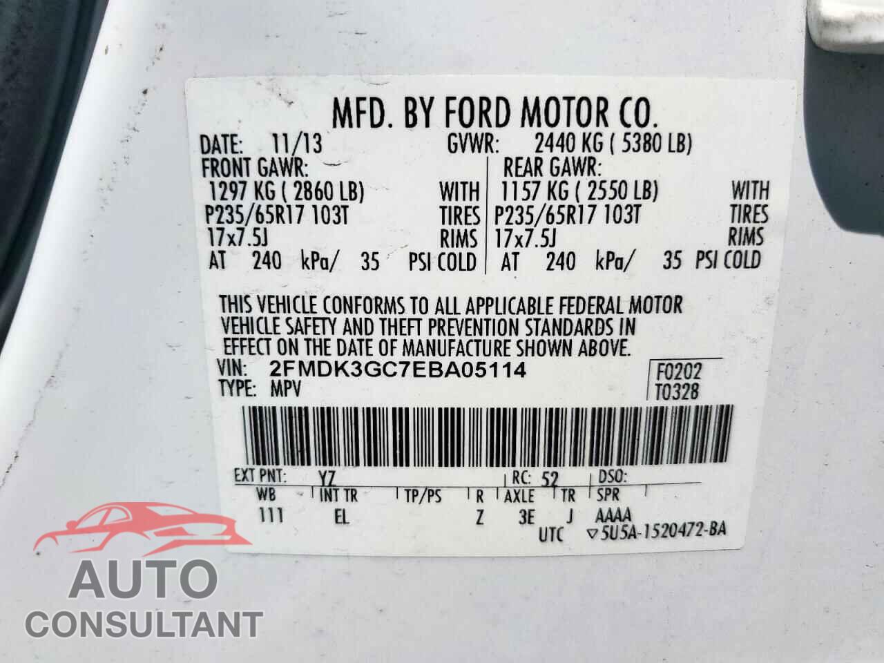 FORD EDGE 2014 - 2FMDK3GC7EBA05114
