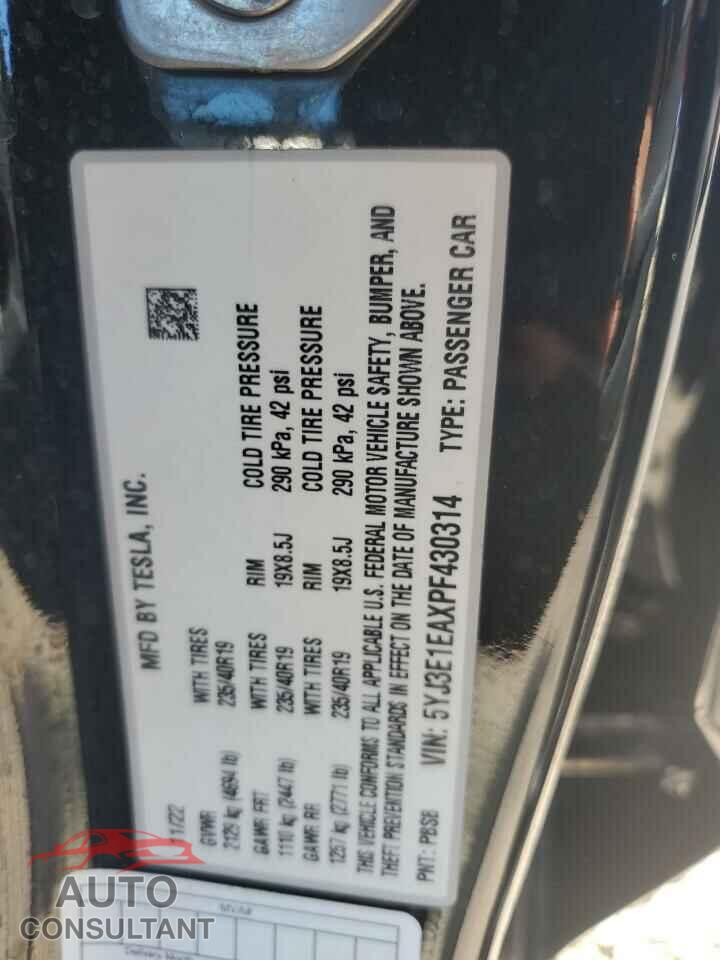 TESLA MODEL 3 2023 - 5YJ3E1EAXPF430314