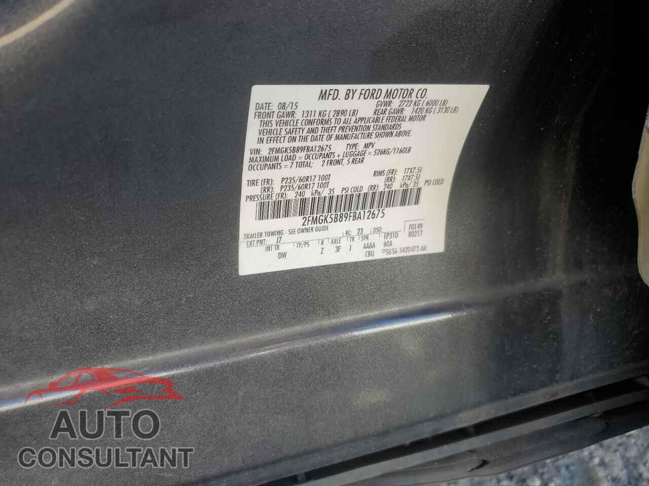 FORD FLEX 2015 - 2FMGK5B89FBA12675