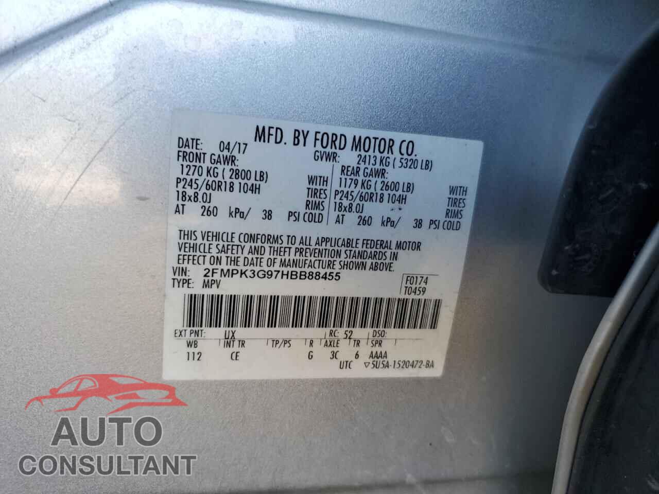 FORD EDGE 2017 - 2FMPK3G97HBB88455