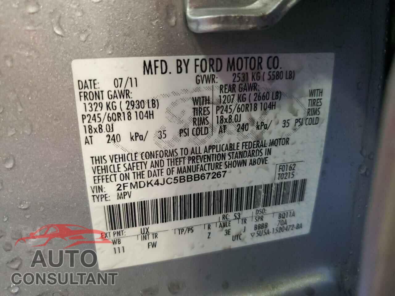 FORD EDGE 2011 - 2FMDK4JC5BBB67267
