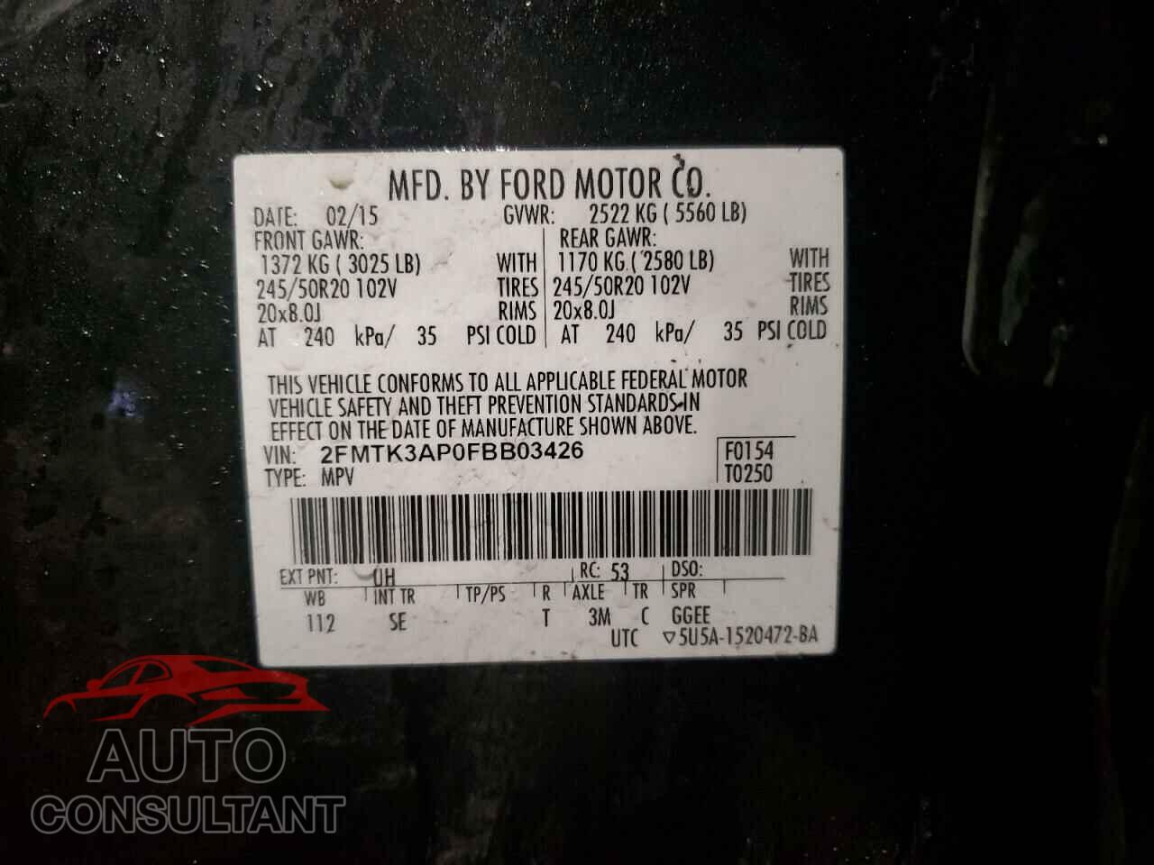 FORD EDGE 2015 - 2FMTK3AP0FBB03426