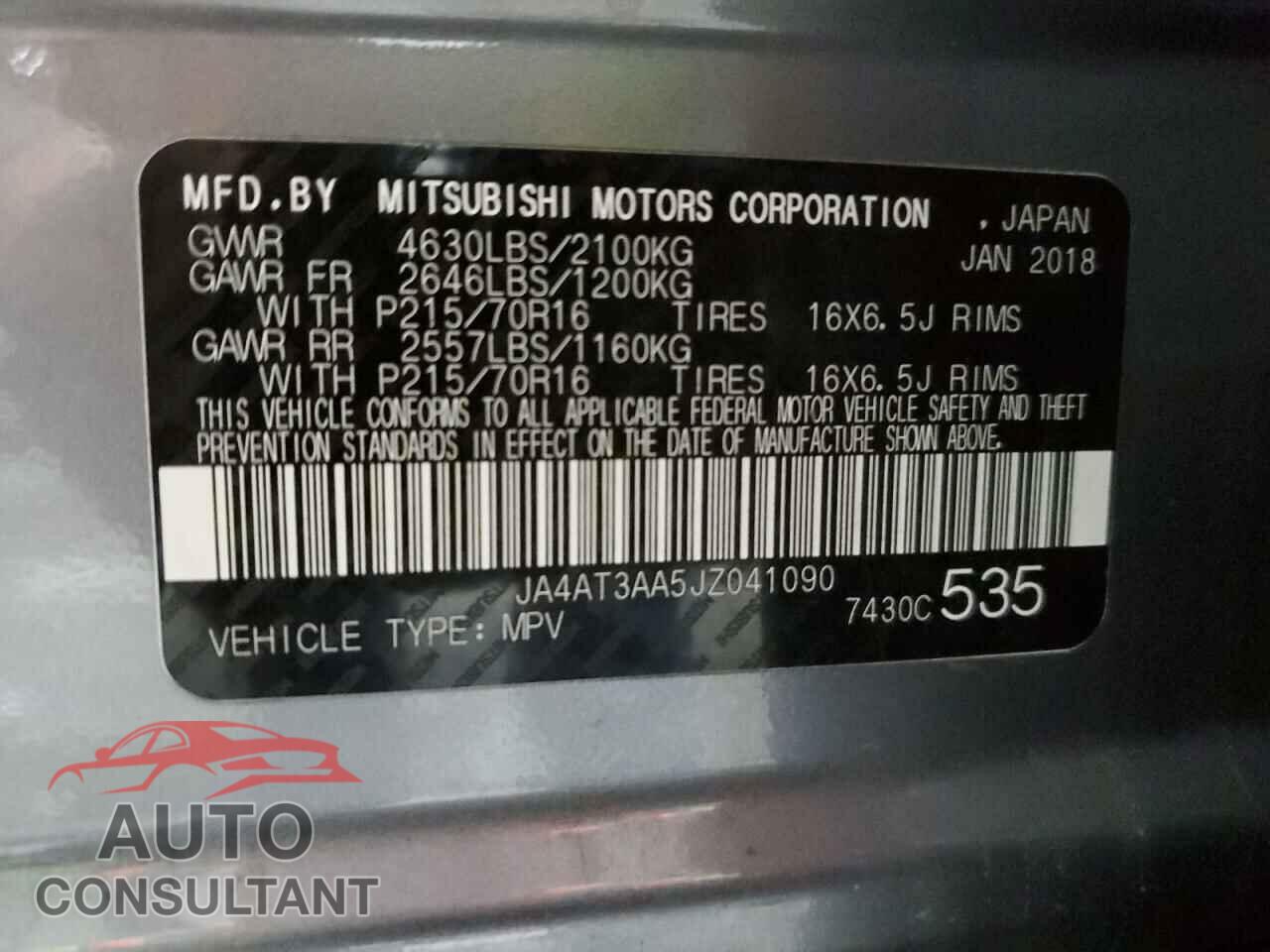 MITSUBISHI ECLIPSE 2018 - JA4AT3AA5JZ041090