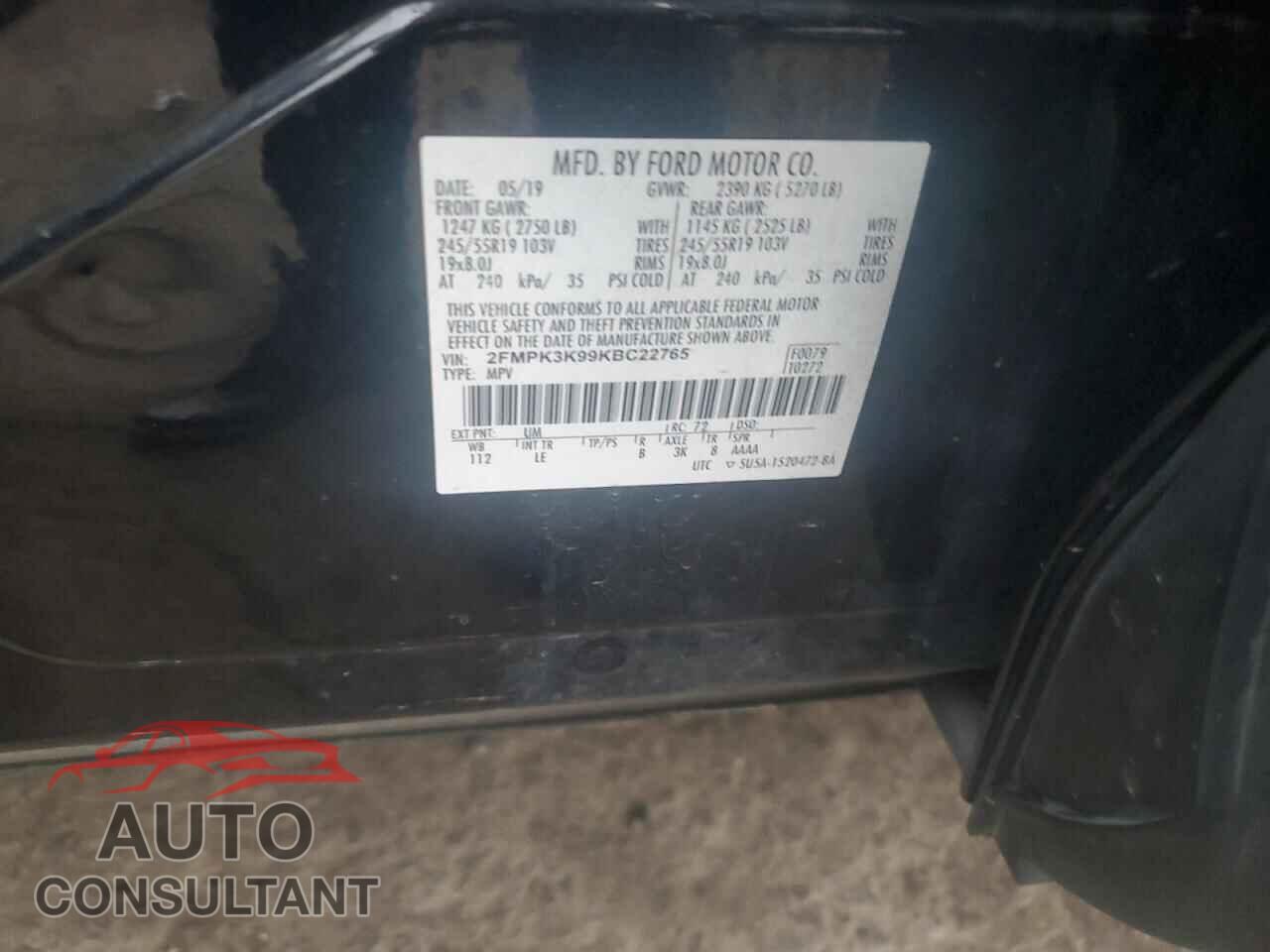 FORD EDGE 2019 - 2FMPK3K99KBC22765