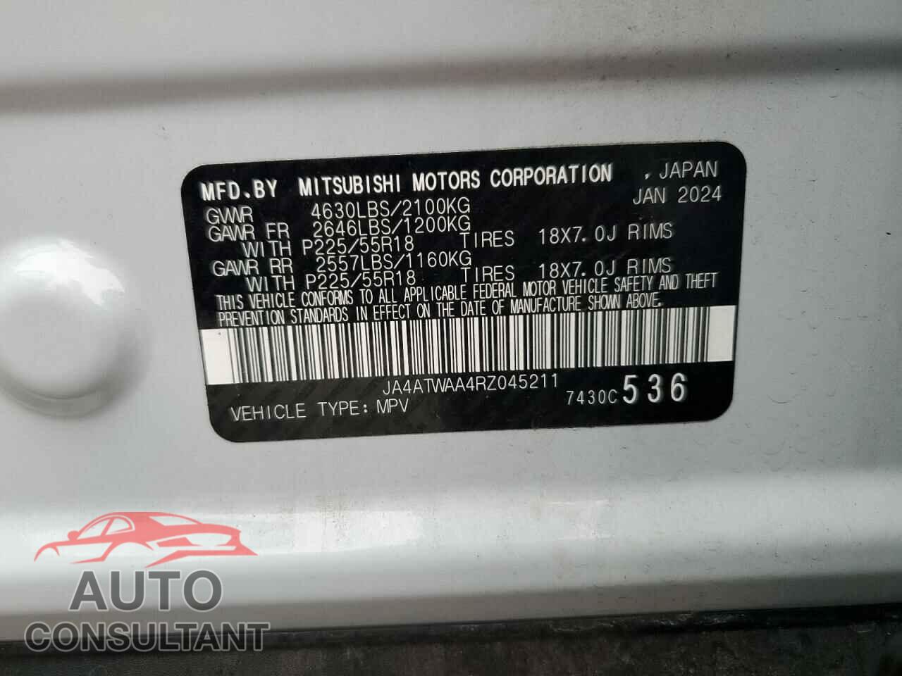 MITSUBISHI ECLIPSE 2024 - JA4ATWAA4RZ045211
