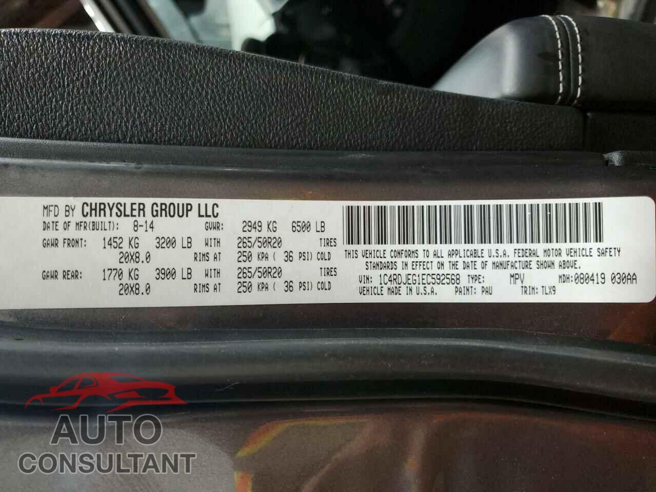 DODGE DURANGO 2014 - 1C4RDJEG1EC592568
