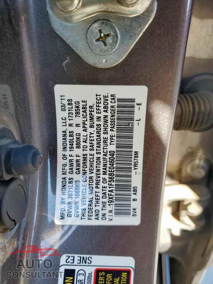 HONDA CIVIC 2011 - 19XFA1F56BE046040