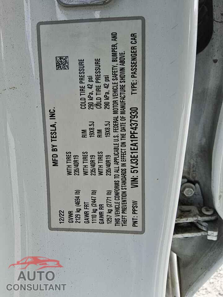 TESLA MODEL 3 2023 - 5YJ3E1EA1PF437930