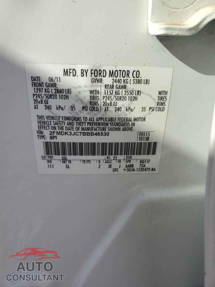 FORD EDGE 2011 - 2FMDK3JC7BBB46530