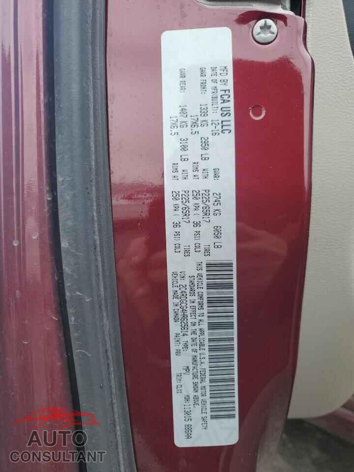 DODGE CARAVAN 2017 - 2C4RDGCG4HR625614
