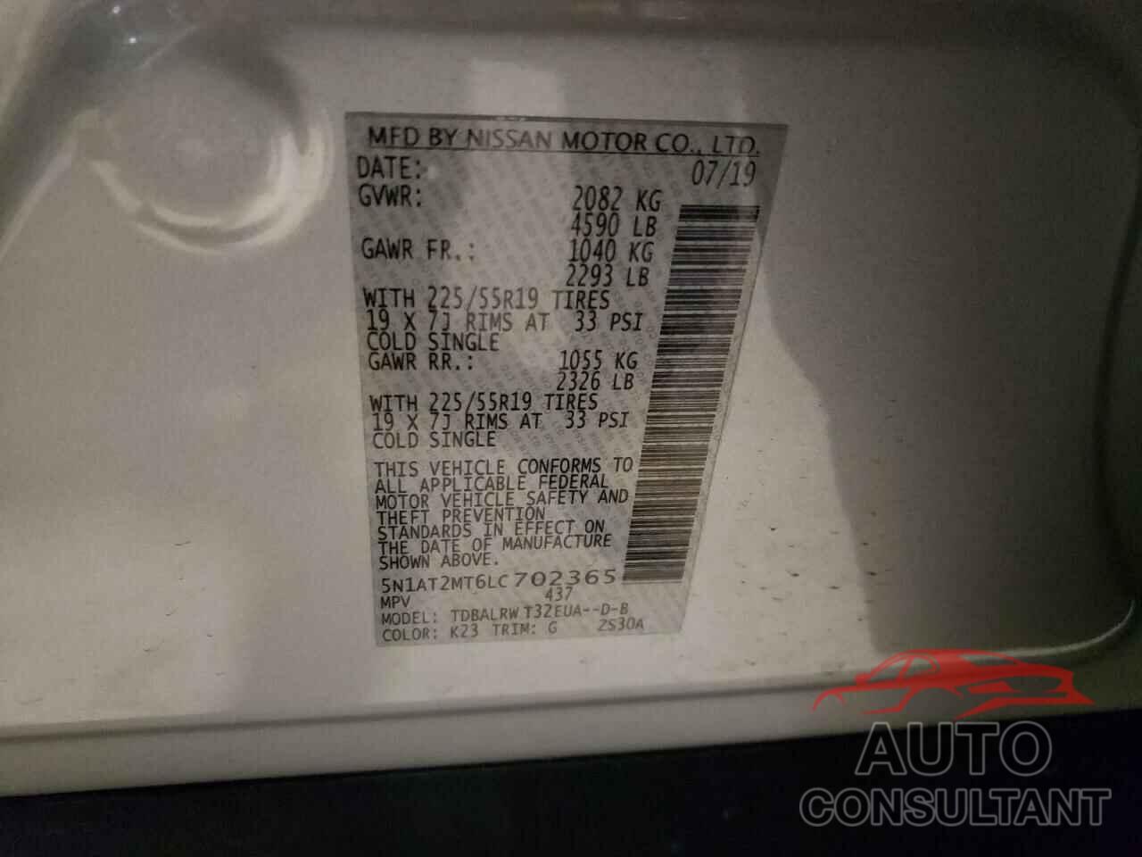 NISSAN ROGUE 2020 - 5N1AT2MT6LC702365