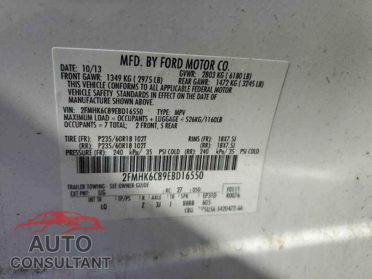 FORD FLEX 2014 - 2FMHK6C89EBD16550