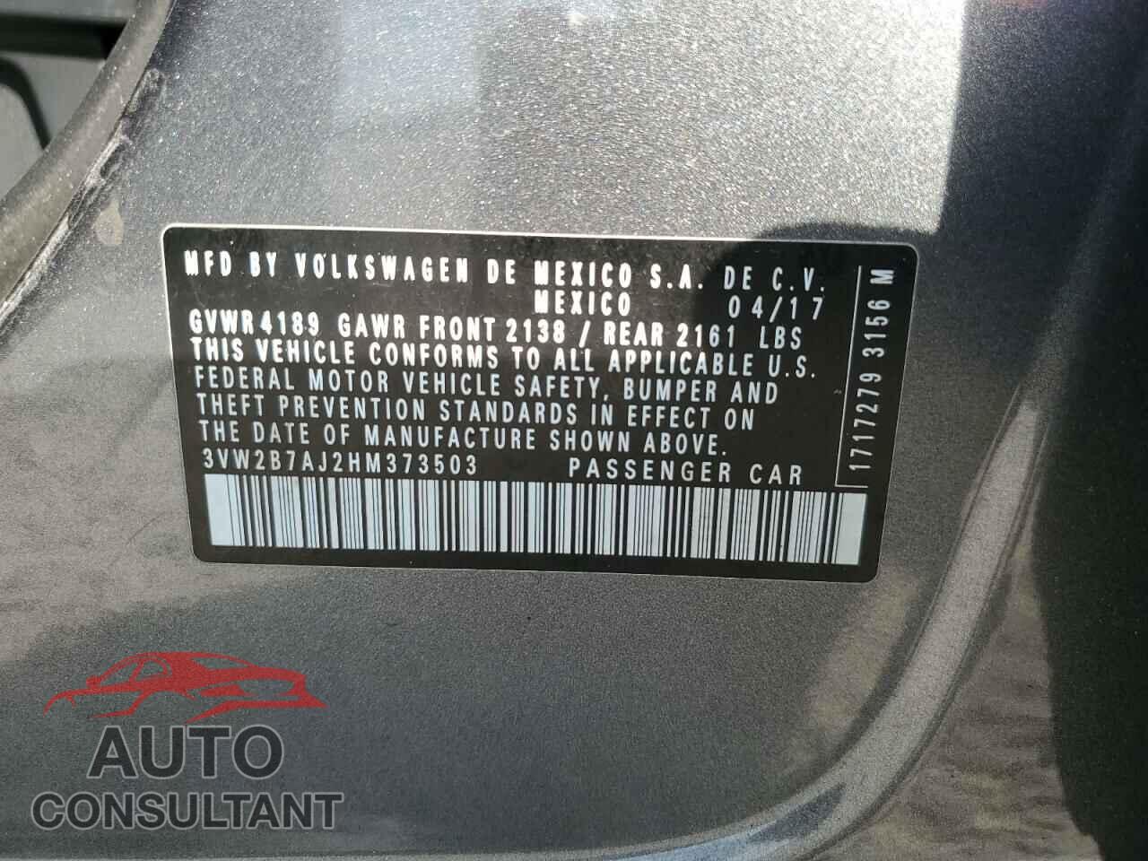 VOLKSWAGEN JETTA 2017 - 3VW2B7AJ2HM373503
