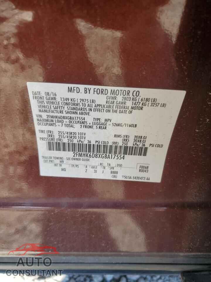 FORD FLEX 2016 - 2FMHK6D8XGBA17554