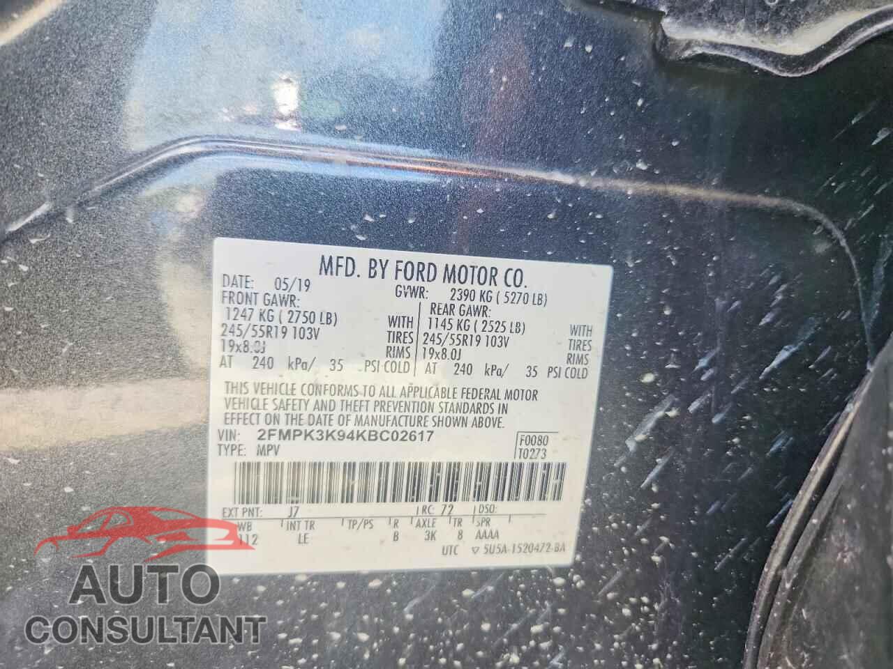 FORD EDGE 2019 - 2FMPK3K94KBC02617