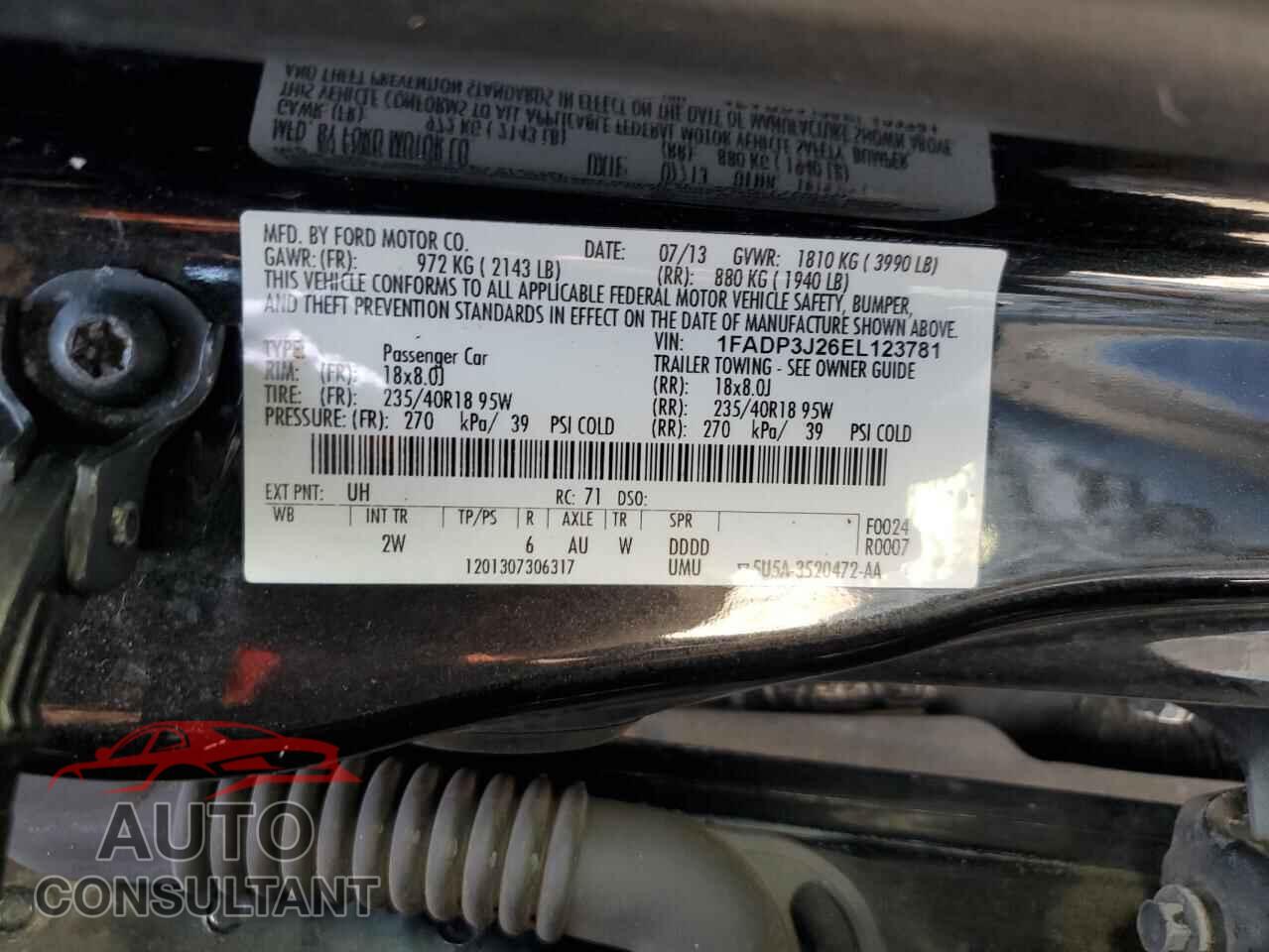 FORD FOCUS 2014 - 1FADP3J26EL123781