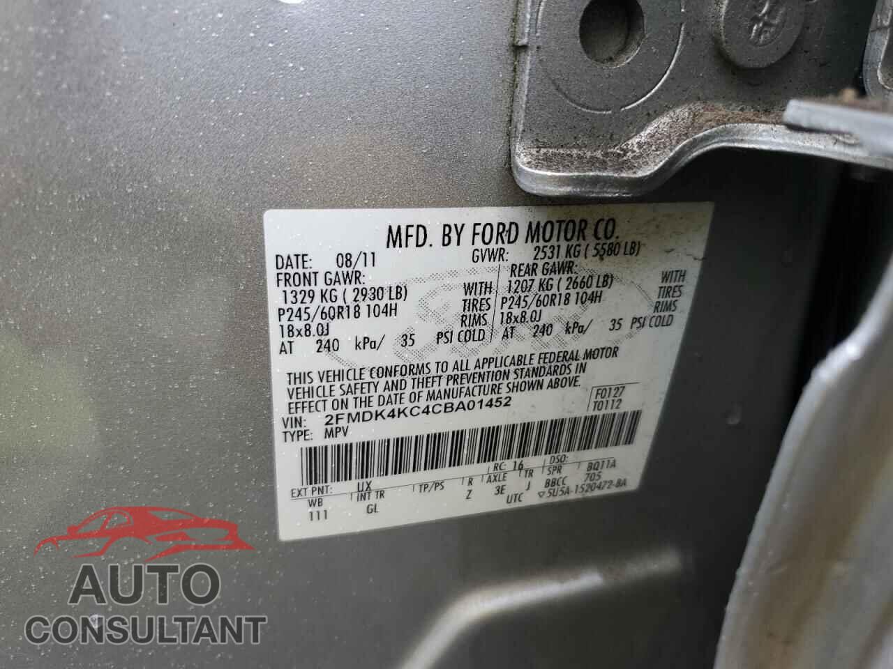 FORD EDGE 2012 - 2FMDK4KC4CBA01452