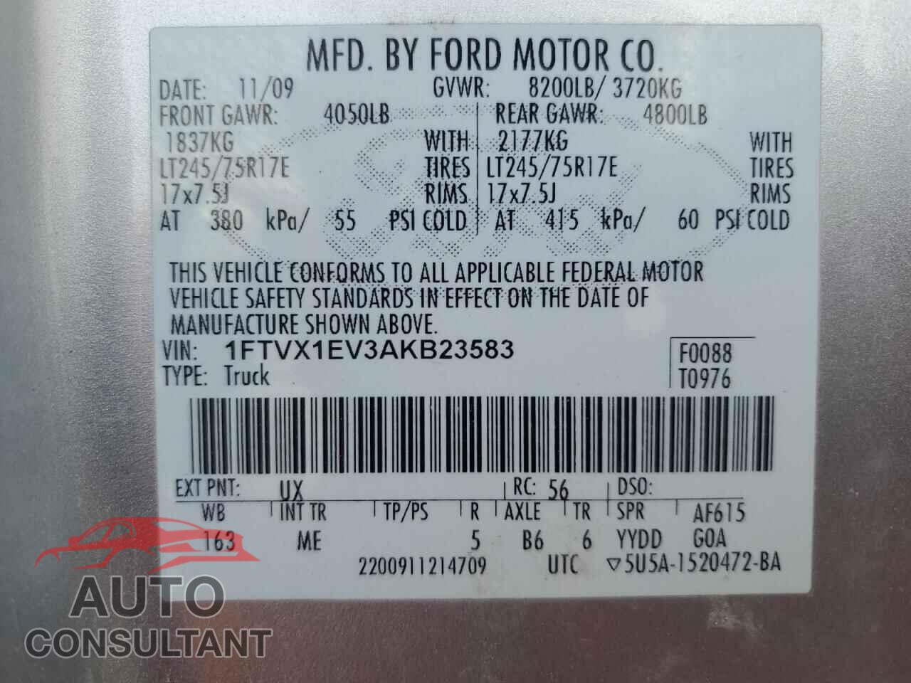 FORD F-150 2010 - 1FTVX1EV3AKB23583