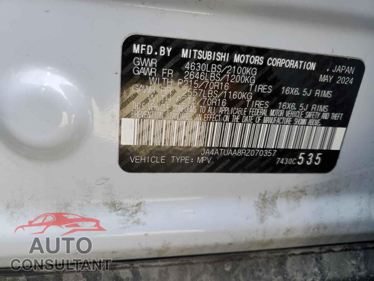 MITSUBISHI ECLIPSE 2024 - JA4ATUAA8RZ070357