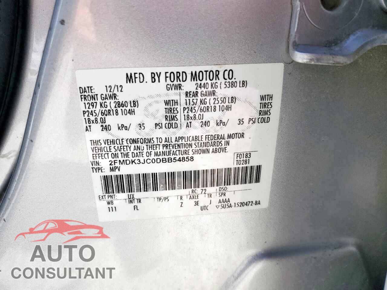 FORD EDGE 2013 - 2FMDK3JC0DBB54858