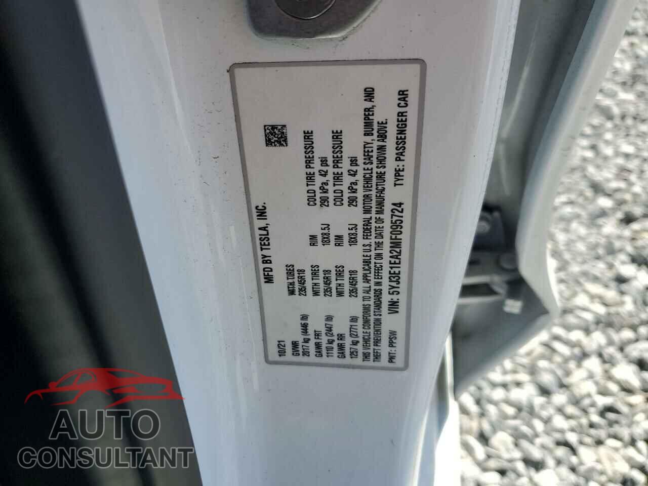 TESLA MODEL 3 2021 - 5YJ3E1EA2MF095724