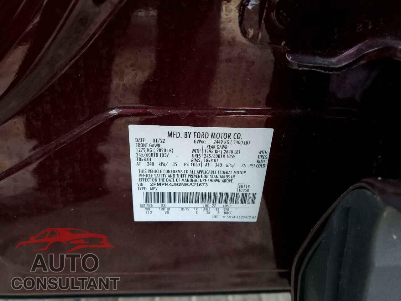 FORD EDGE 2022 - 2FMPK4J92NBA21673
