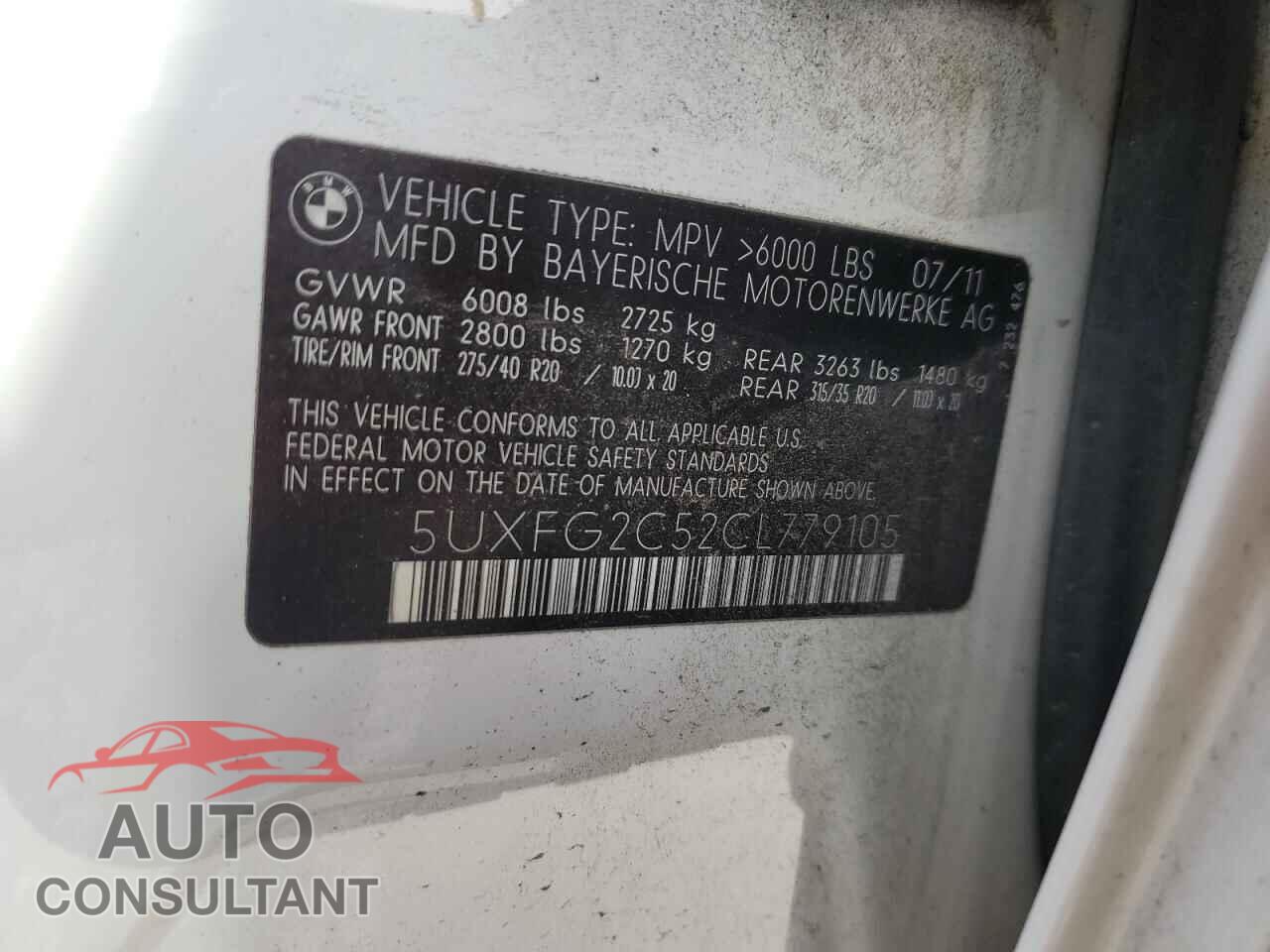 BMW X6 2012 - 5UXFG2C52CL779105