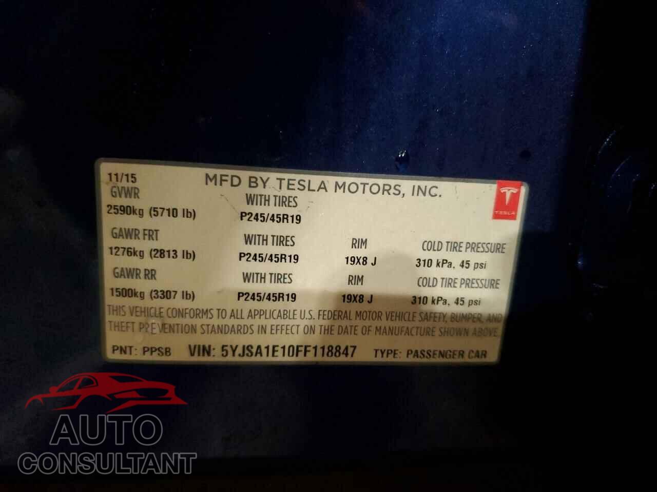 TESLA MODEL S 2015 - 5YJSA1E10FF118847