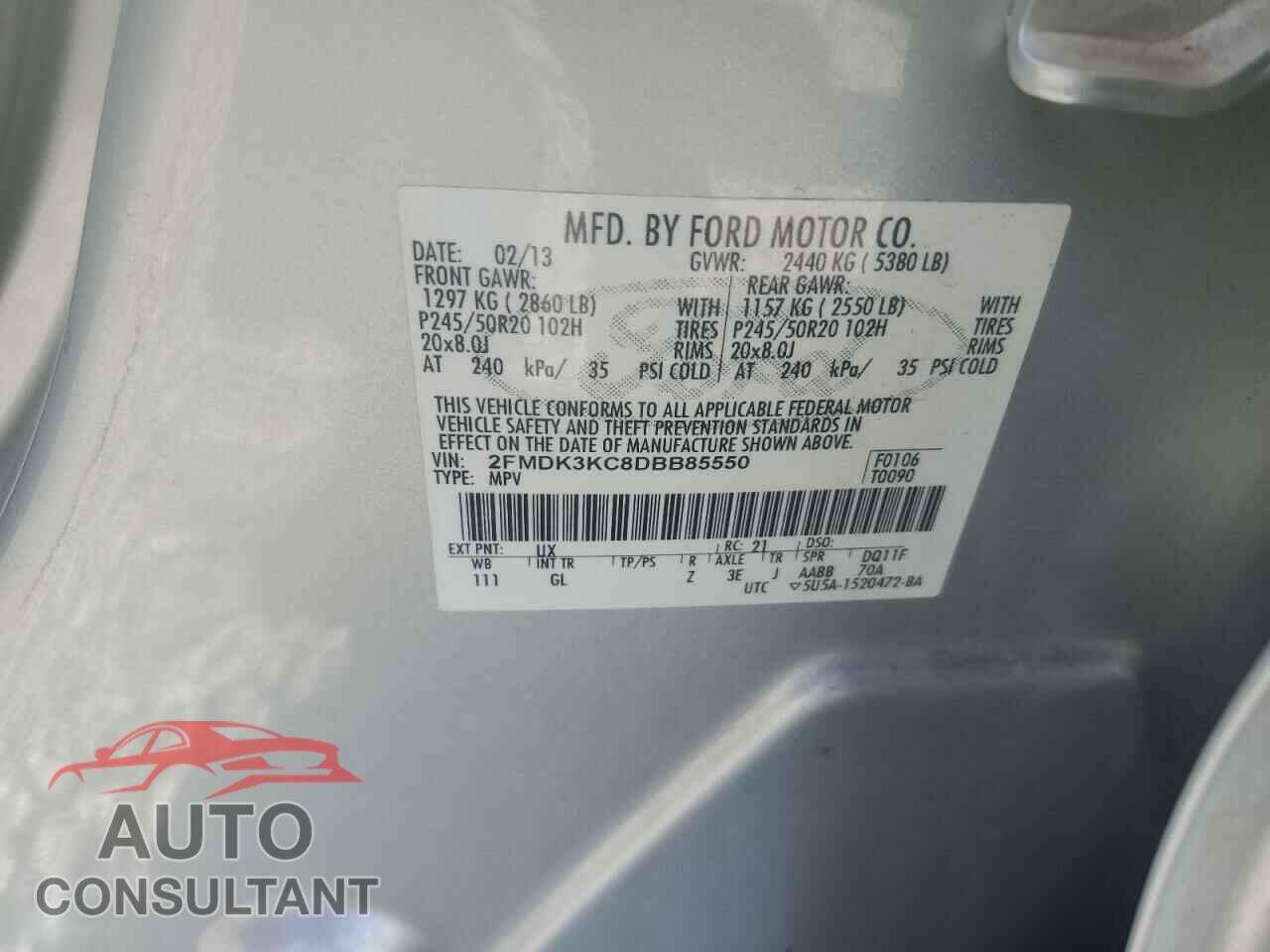 FORD EDGE 2013 - 2FMDK3KC8DBB85550