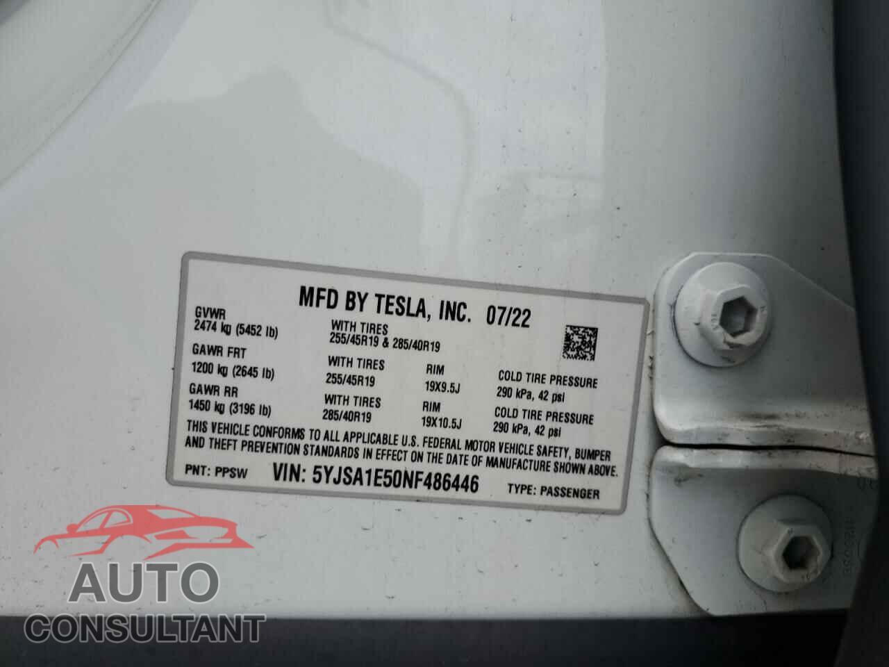 TESLA MODEL S 2022 - 5YJSA1E50NF486446