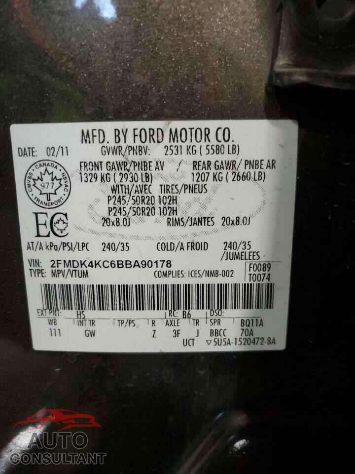 FORD EDGE 2011 - 2FMDK4KC6BBA90178