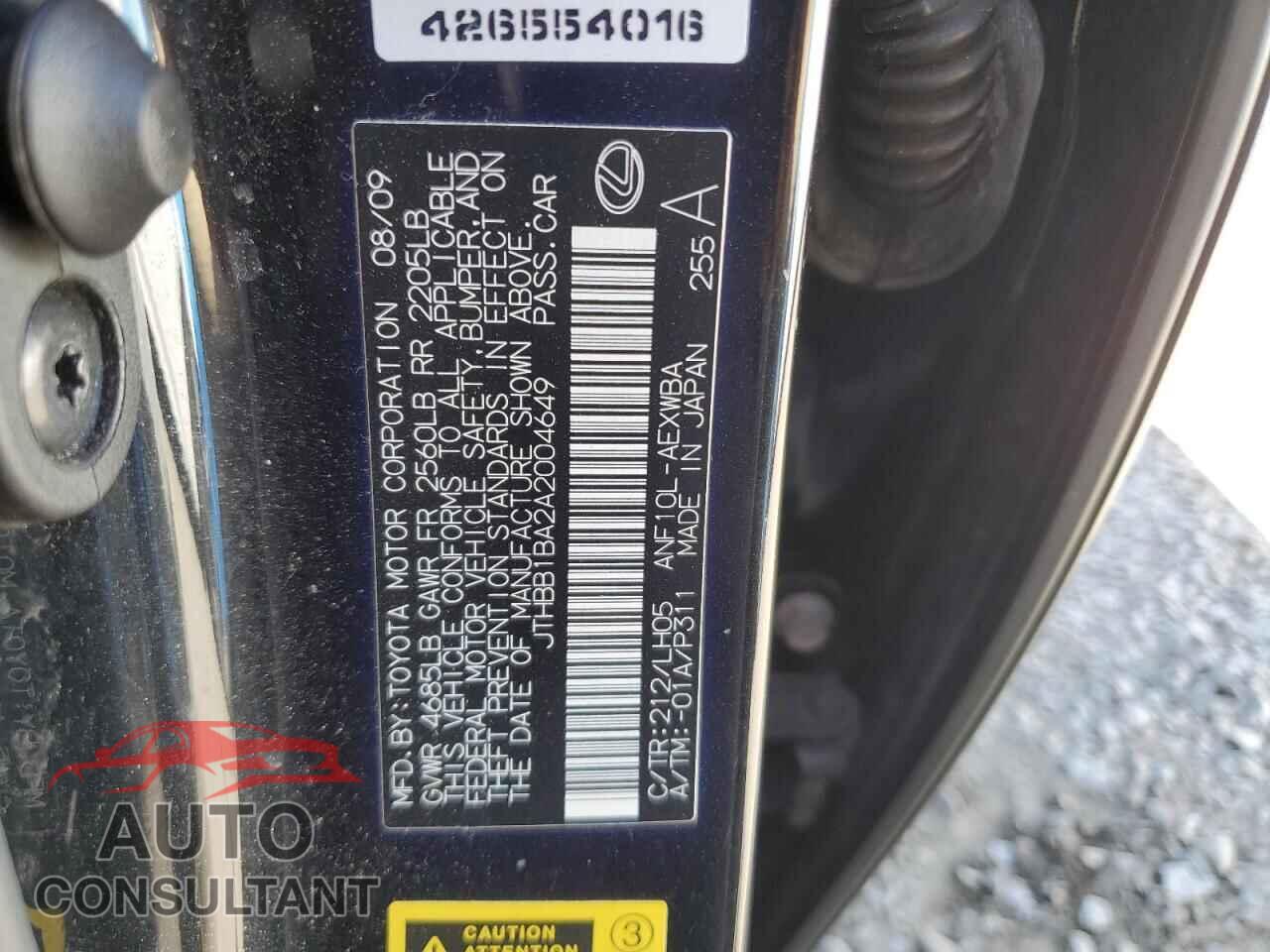 LEXUS HS 2010 - JTHBB1BA2A2004649